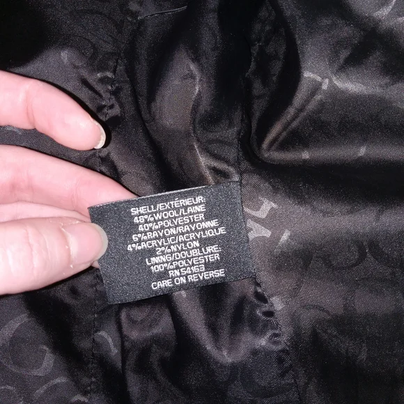 GUESS Jacket Womens Medium Double Breasted Wool Blend Pea Coat Preppy Vintage - Picture 13 of 13